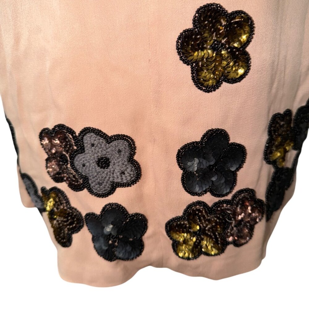 French Connection Shift Dress With Black & Gold Floral Sequin Embellishments Siz - Picture 4 of 9